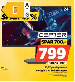 Power CEPTER 23,8" gamingskærm Hurtig 180 Hz Full HD-skærm tilbud