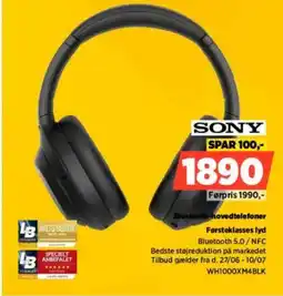 Power SONY Bluetooth-hovedtelefoner tilbud