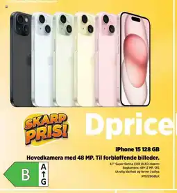 Power iPhone 15 128 GB Hovedkamera med 48 MP. Til forbløffende billeder. tilbud
