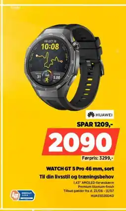 Power HUAWEI WATCH GT 5 Pro 46 mm, sort Til din livsstil og træningsbehov tilbud