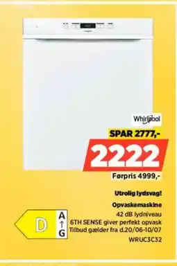 Power Whirlpool Utrolig lydsvag! Opvaskemaskine tilbud