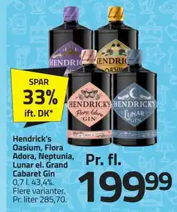 Fleggaard Hendrick’s Oasium, Flora Adora, Neptunia, Lunar el. Grand Cabaret Gin tilbud