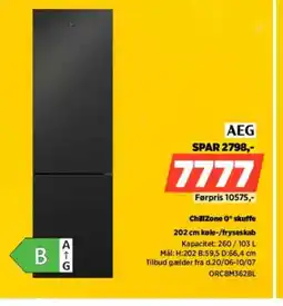 Power AEG ChillZone 0° skuffe 202 cm køle-/fryseskab tilbud