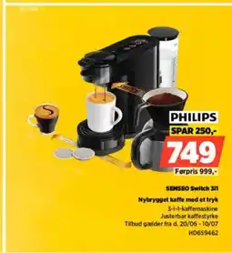 Power PHILIPS SENSEO Switch 311 Nybrygget kaffe med et tryk tilbud