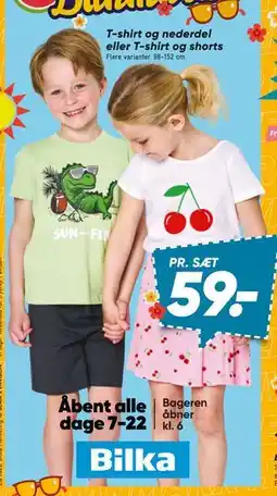 Bilka T-shirt og nederdel eller T-shirt og shorts, DKK 59 tilbud