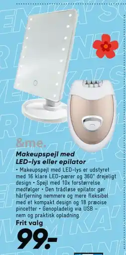 Bilka Makeupspejl med LED-lys eller epilator, DKK 99 tilbud