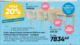 Bilka Mood Classic havebord 208 cm med 6 Mood Classic havestole - sandgrå, DKK 7834.4 tilbud