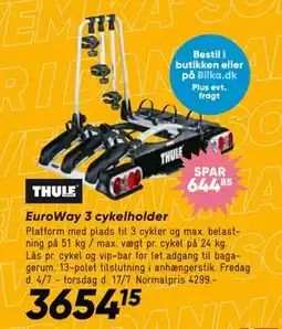 Bilka EuroWay 3 cykelholder, DKK 3654.15 tilbud