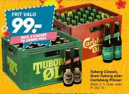 Bilka Tuborg Classic, Grøn Tuborg eller Carlsberg Pilsner, DKK 99 tilbud