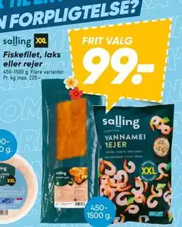 Bilka Fiskefilet, laks eller rejer, DKK 99 tilbud