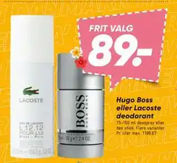 Bilka Hugo Boss eller Lacoste deodorant, DKK 89 tilbud