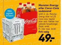 Bilka Monster Energy eller Coca-Cola sodavand, DKK 49 tilbud