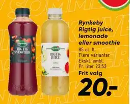 Bilka Rynkeby Rigtig juice, lemonade eller smoothie, DKK 20 tilbud