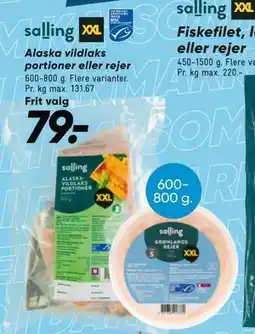 Bilka Alaska vildlaks portioner eller rejer, DKK 79 tilbud