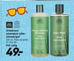 Bilka Urtekram shampoo eller showergel, DKK 49 tilbud