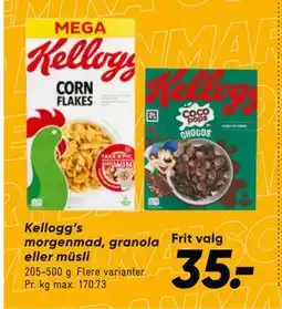 Bilka Kellogg’s morgenmad, granola eller müsli, DKK 35 tilbud