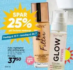Bilka highlighter eller setting spray, DKK 37.5 tilbud