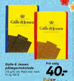 Bilka Galle & Jessen pålægschokolade, DKK 40 tilbud