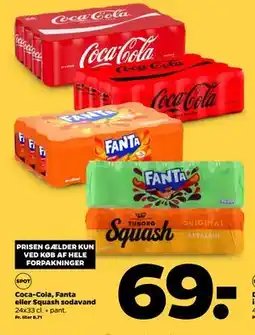 Netto Coca-Cola, Fanta eller Squash sodavand, DKK 69 tilbud