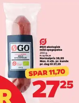 Netto ØGO økologisk mild spegepølse, DKK 27.25 tilbud