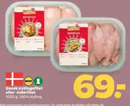 Netto Dansk kyllingefilet eller -inderfilet, DKK 69 tilbud