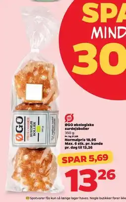 Netto ØGO økologiske surdejsboller, DKK 13.26 tilbud