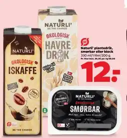 Netto Naturli' plantedrik, smørbar eller block, DKK 12 tilbud