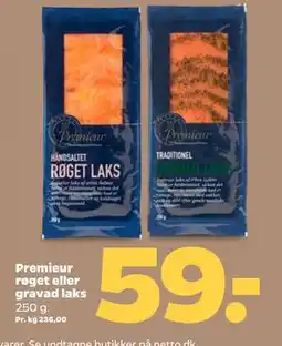 Netto Premieur røget eller gravad laks, DKK 59 tilbud