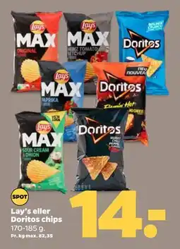 Netto Lay’s eller Doritos chips, DKK 14 tilbud