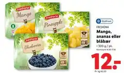 Lidl Mango, ananas eller blåbær, DKK 12 tilbud