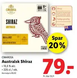 Lidl Australsk Shiraz, DKK 79 tilbud
