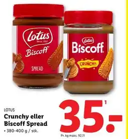 Lidl Crunchy eller Biscoff Spread, DKK 35 tilbud