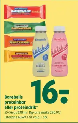 Coop 365 Barebells proteinbar eller proteindrik* tilbud