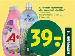 Coop 365 A+ flydende vaskemiddel eller Noora Limited edition tilbud