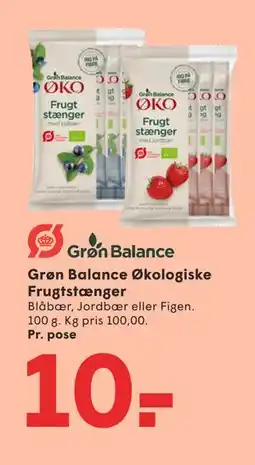 SPAR Grøn Balance Økologiske Frugtstænger, DKK 10 tilbud