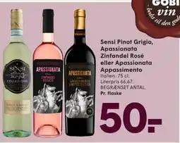 SPAR Sensi Pinot Grigio, Apassionata Zinfandel Rosé eller Apassionata Appassimento, DKK 50 tilbud