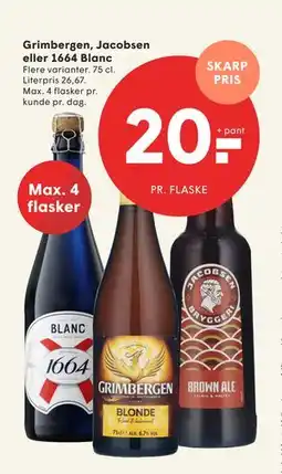 SPAR Grimbergen, Jacobsen eller 1664 Blanc, DKK 20 tilbud