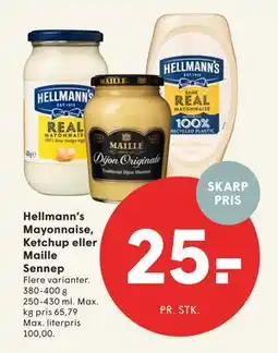 SPAR Hellmann’s Mayonnaise, Ketchup eller Maille Sennep, DKK 25 tilbud