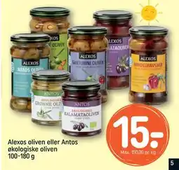 REMA 1000 Alexos oliven eller Antos økologiske oliven 100-180 g, DKK 15 tilbud
