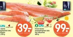 REMA 1000 Fersk dansk landopdrættet laks Hel laksefilet 600 g, DKK 99 tilbud