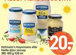 REMA 1000 Hellmann's mayonnaise eller Maille dijon sennep 380-400 g/430 ml, DKK 20 tilbud