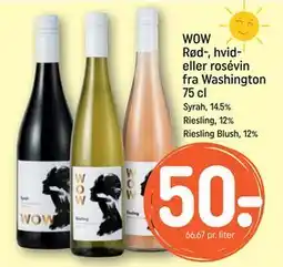 REMA 1000 WOW Rød-, hvid- eller rosévin fra Washington 75 cl, DKK 50 tilbud