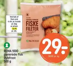 REMA 1000 REMA 1000 panerede fisk Dybfrost 500 g, DKK 29 tilbud