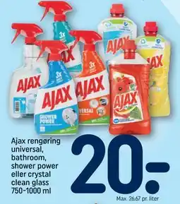 REMA 1000 Ajax rengøring universal, bathroom, shower power eller crystal clean glass 750-1000 ml, DKK 20 tilbud