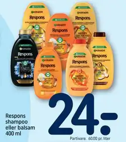 REMA 1000 Respons shampoo eller balsam 400 ml, DKK 24 tilbud