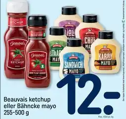 REMA 1000 Beauvais ketchup eller Bähncke mayo 255-500 g, DKK 12 tilbud