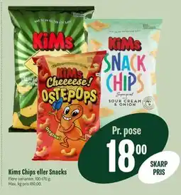 Min Købmand Kims Chips eller Snacks, DKK 18 tilbud
