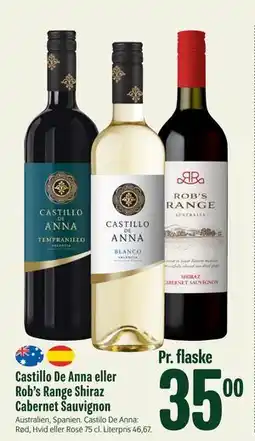 Min Købmand Castillo De Anna eller Rob’s Range Shiraz Cabernet Sauvignon, DKK 35 tilbud