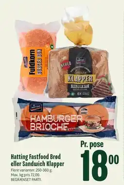 Min Købmand Hatting Fastfood Brød eller Sandwich Klapper, DKK 18 tilbud