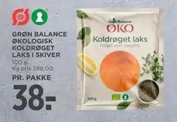 MENY GRØN BALANCE ØKOLOGISK KOLDRØGET LAKS I SKIVER, DKK 38 tilbud